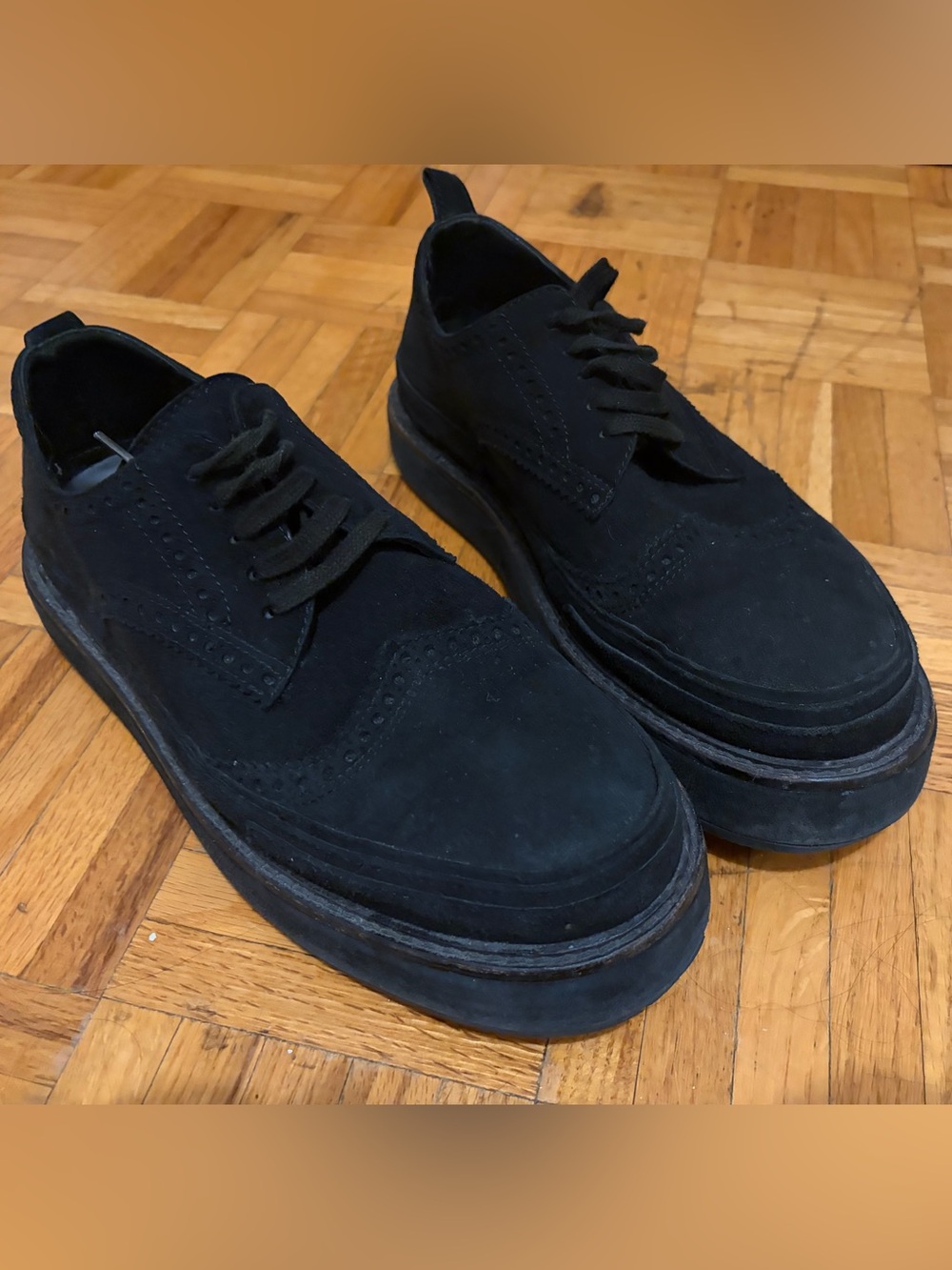 Ann Demeulemeester Black Suede Oxford Sneakers